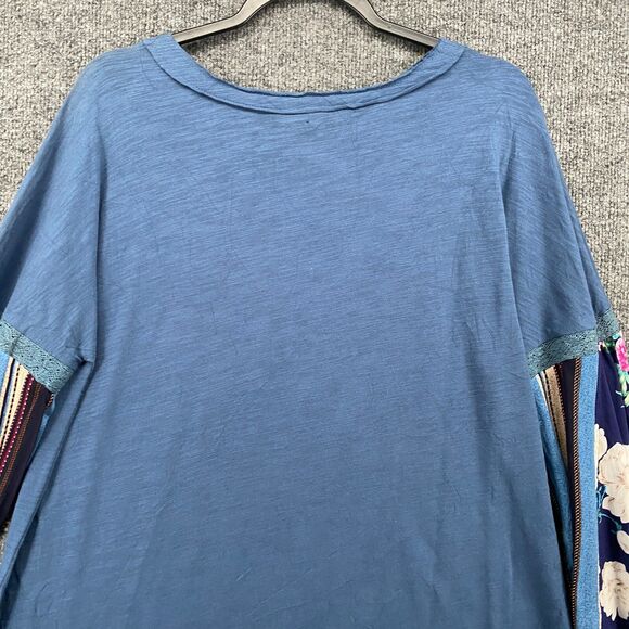 UMGEE Dress Womens XL Blue Patchwork Floral Long Sleeve Boho Casual Cottage Farm - Picture 5 of 8